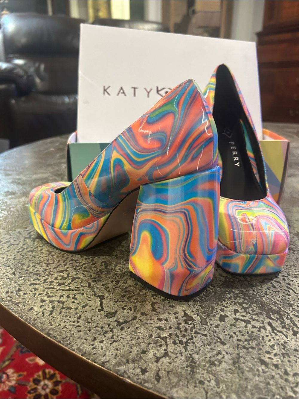 Katy Perry Platform Pump in Multicolor Swirl - Picture 4 of 9